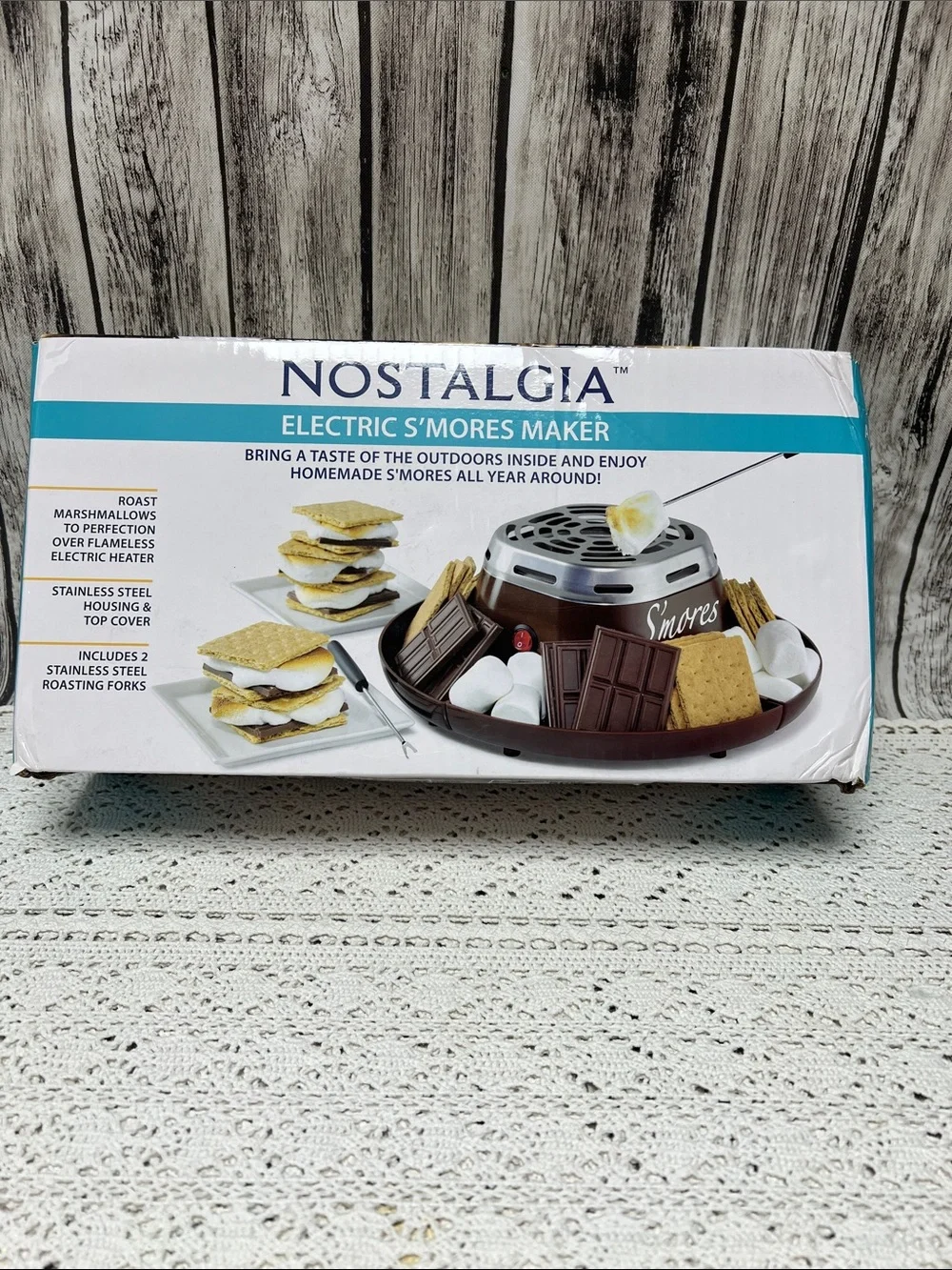 Nostalgia S'mores Maker - Brown and Silver Indoor Roaster
